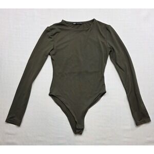 Zara Women's Olive Green Long Sleeve Body Suit Top. Size S